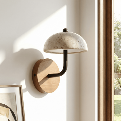 Analeigh Modern Travertine Dome Wall Sconce