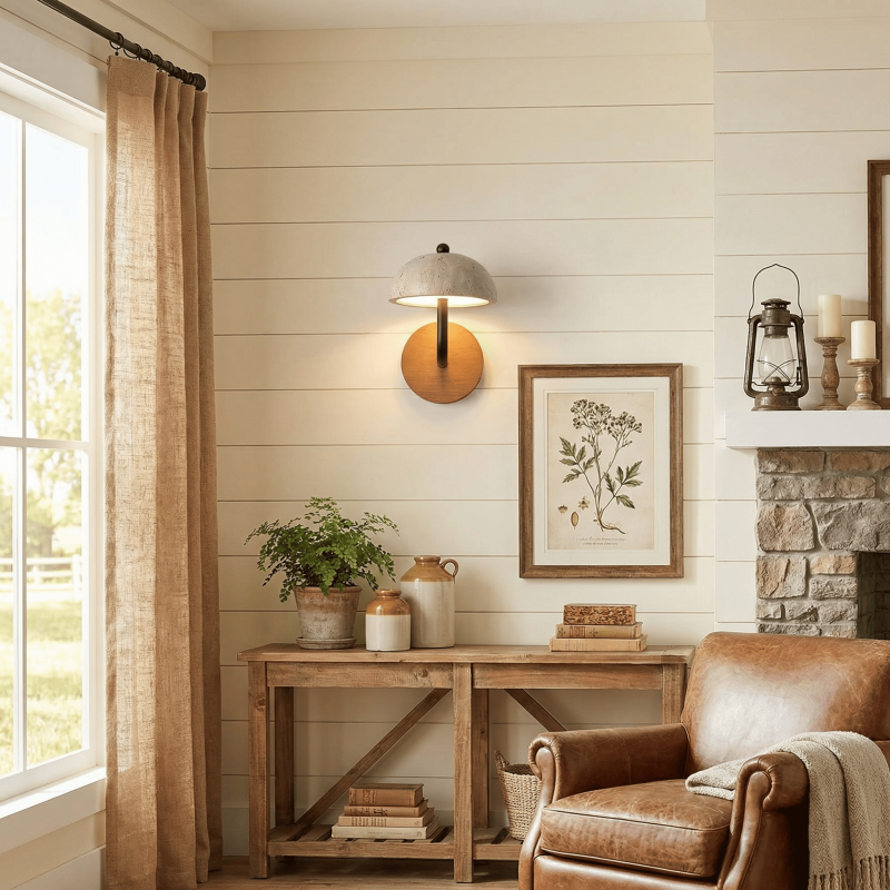 Analeigh Modern Travertine Dome Wall Sconce