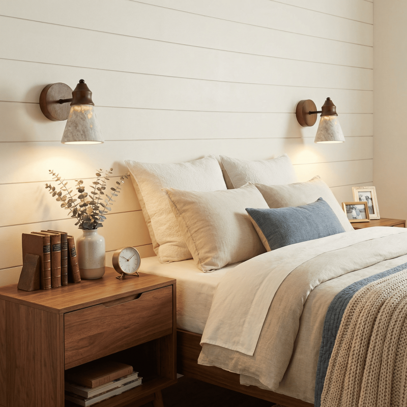 Jericho Minimalist Travertine Tapered Wall Light