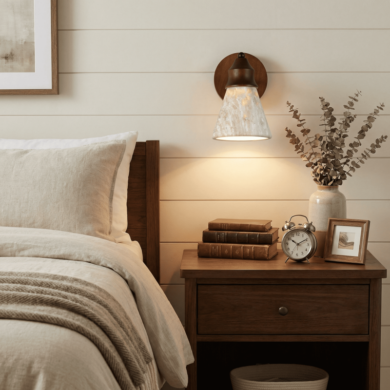 Jericho Minimalist Travertine Tapered Wall Light