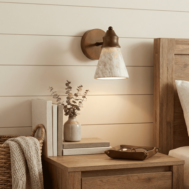 Jericho Minimalist Travertine Tapered Wall Light