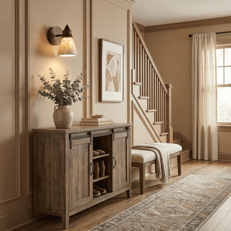 Jericho Wabi-Sabi Travertine Wood Tapered Wall Light