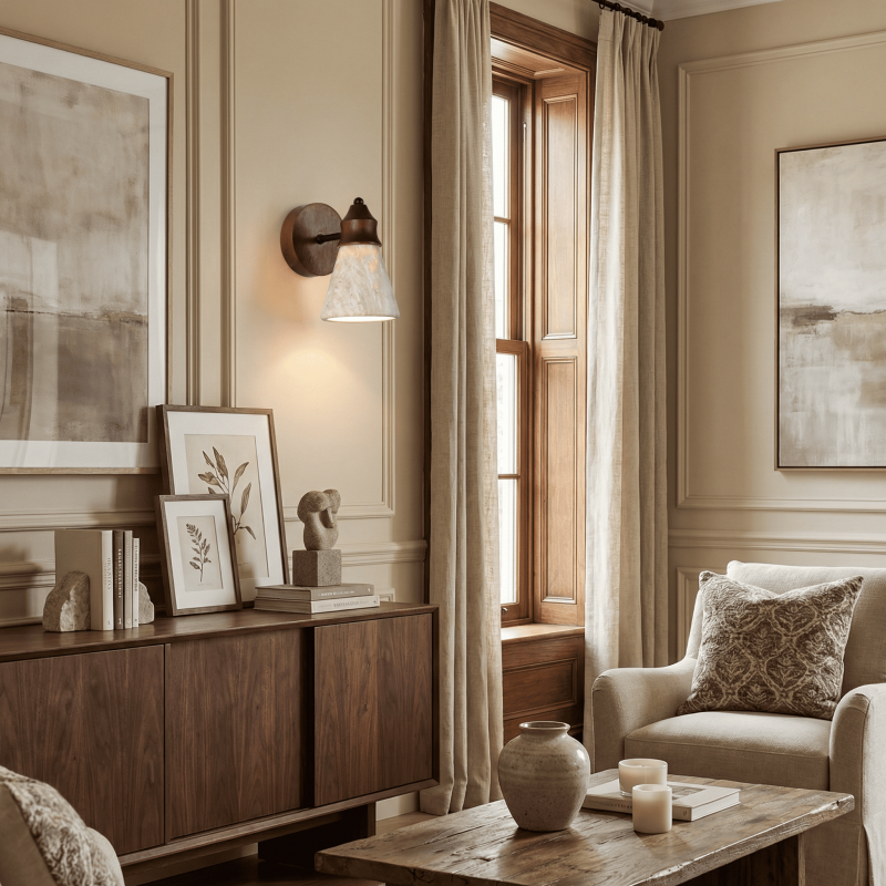 Jericho Minimalist Travertine Tapered Wall Light