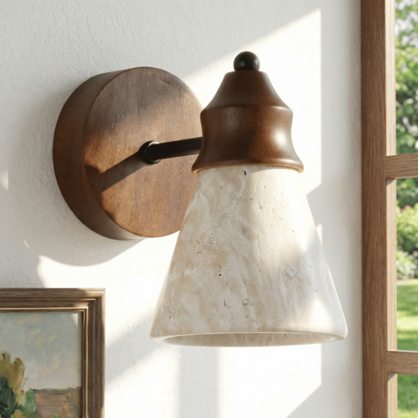 Jericho Minimalist Travertine Tapered Wall Light