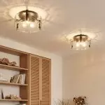 Ozu Modern Water Ripple Glass Drum Flush Mount Light