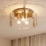 Ozu Modern Water Ripple Glass Drum Flush Mount Light