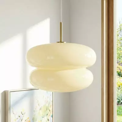 Josie Cream Bauhaus Opal Glass Pendant Light