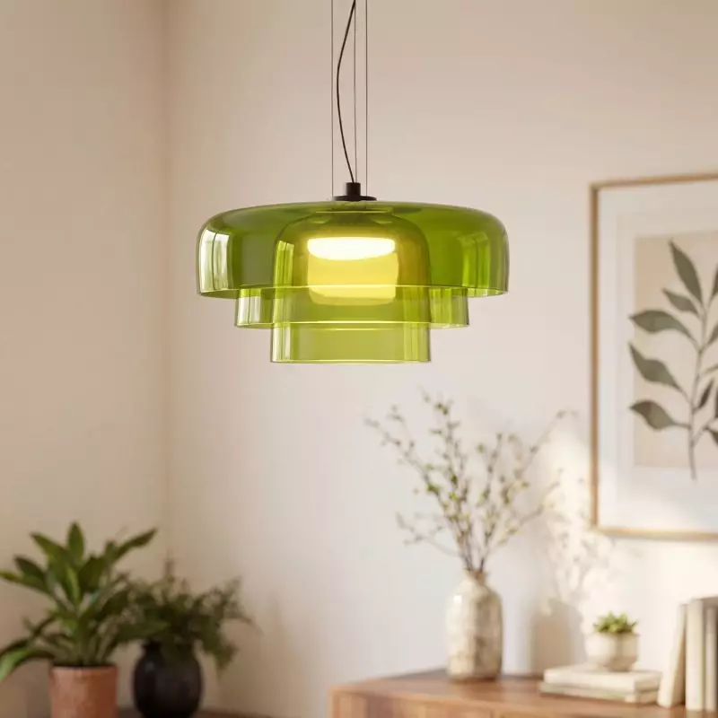 Zaire Bowl Shaped Layer Stained Glass Pendant Light
