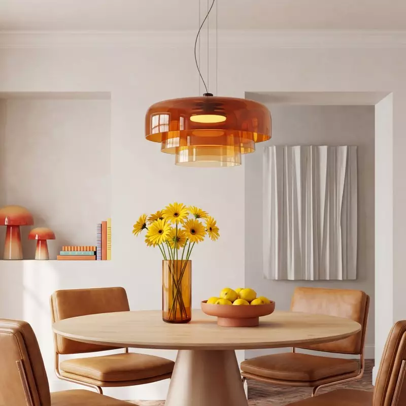 Zaire Bowl Shaped Layer Stained Glass Pendant Light