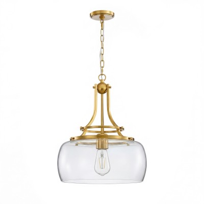 Thalys Brushed Gold Clear Glass Shade Pendant Light