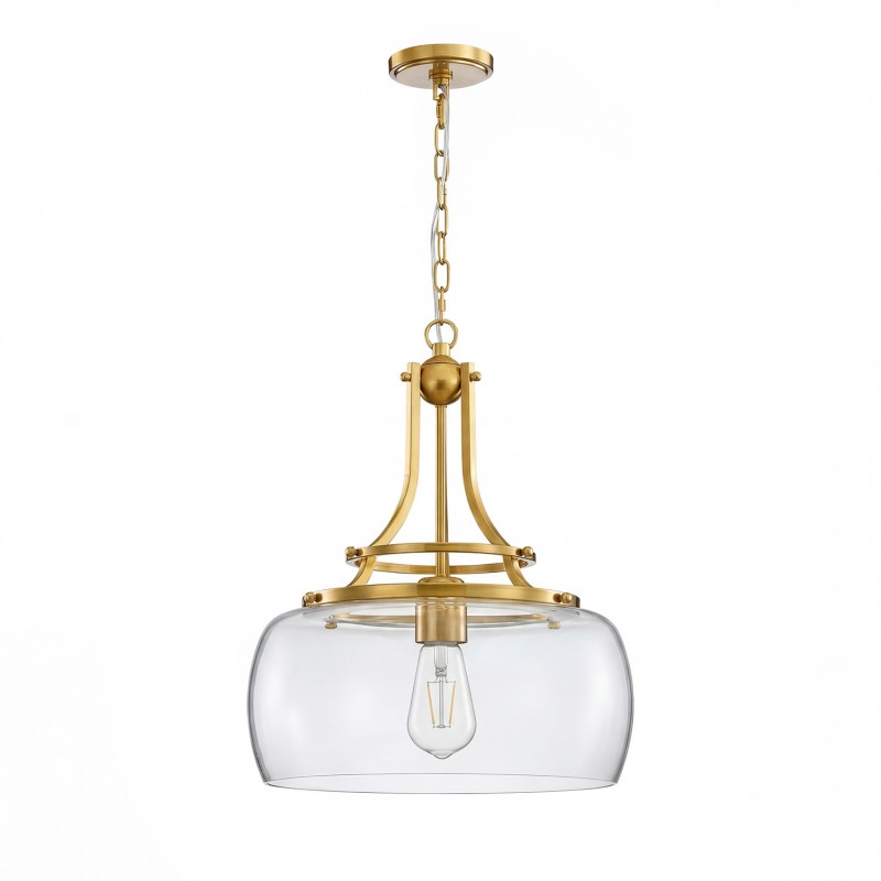 Thalys Brushed Gold Clear Glass Shade Pendant Light