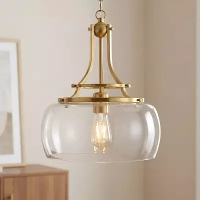 Thalys Brushed Gold Clear Glass Shade Pendant Light