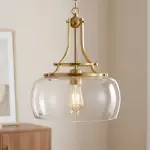 Thalys Brushed Gold Clear Glass Shade Pendant Light