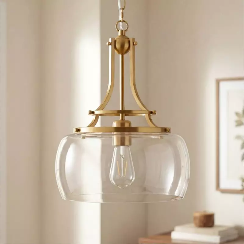 Thalys Brushed Gold Clear Glass Shade Pendant Light
