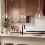 Thalys Brushed Gold Clear Glass Shade Pendant Light