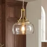 Thalys Brushed Gold Clear Glass Shade Pendant Light