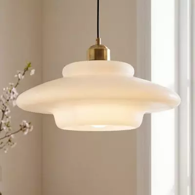 Ritika Vintage Art Cream Multi-Shape Glass Pendant Light