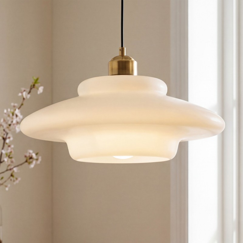 Ritika Vintage Art Cream Multi-Shape Glass Pendant Light