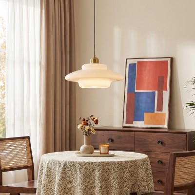 Ritika Vintage Art Cream Multi-Shape Glass Pendant Light