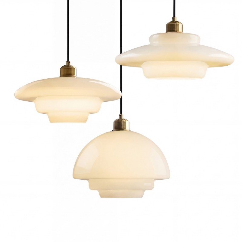 Ritika Vintage Art Cream Multi-Shape Glass Pendant Light