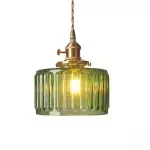 Zavier Vintage Cylinder Wave Pattern Glass Shade Pendant Chandelier