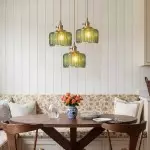 Zavier Vintage Cylinder Wave Pattern Glass Shade Pendant Chandelier