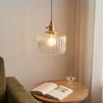 Zavier Vintage Cylinder Wave Pattern Glass Shade Pendant Chandelier