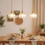 Zavier Vintage Cylinder Wave Pattern Glass Shade Pendant Chandelier