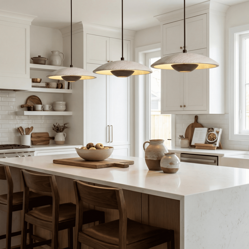 Kendra Cream Travertine UFO Pendant Lamp