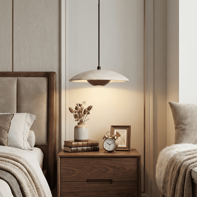 Kendra Cream Travertine UFO Pendant Lamp