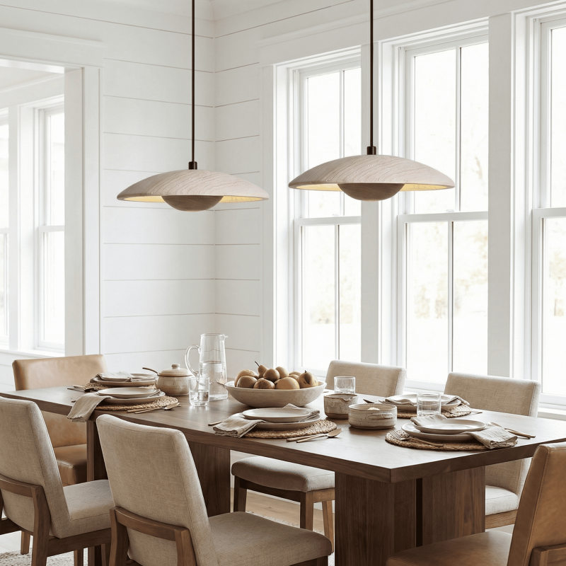 Kendra Cream Travertine UFO Pendant Lamp