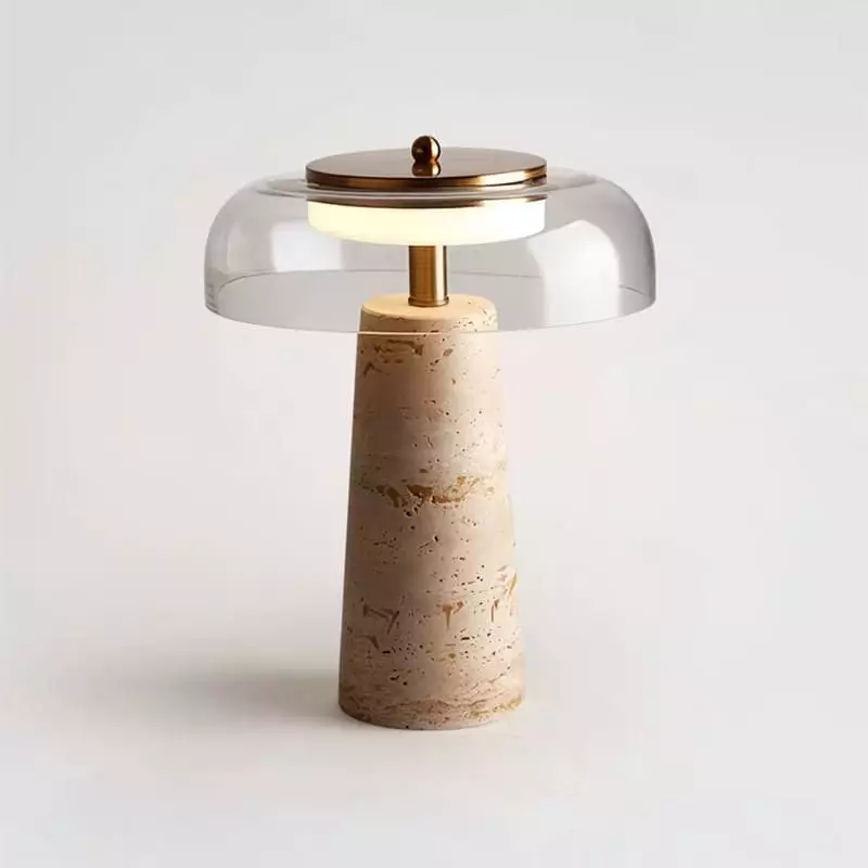 Camryn Nordic Travertine Dome Table Lamp