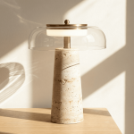Camryn Nordic Travertine Dome Table Lamp