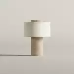 Ilona Modern Travertine Fabric Shade Table Lamp