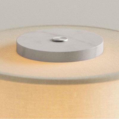 Ilona Modern Travertine Fabric Shade Table Lamp