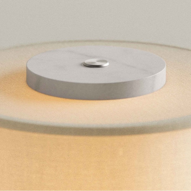 Ilona Modern Travertine Fabric Shade Table Lamp