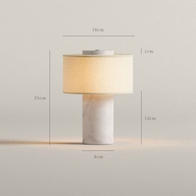 Ilona Modern Travertine Fabric Shade Table Lamp