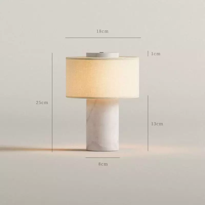 Ilona Modern Travertine Fabric Shade Table Lamp