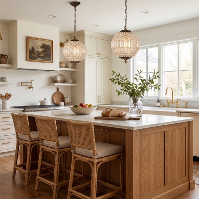 Dion Luxury French Antique Brass Crystal Globe Chandelier