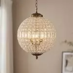 Dion Luxury French Antique Brass Crystal Globe Chandelier
