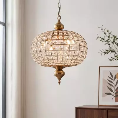 Dion Luxury Antique Brass French Country Crystal Large Chandelier