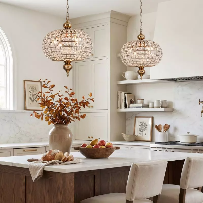 Dion Luxury Antique Brass French Country Crystal Large Chandelier