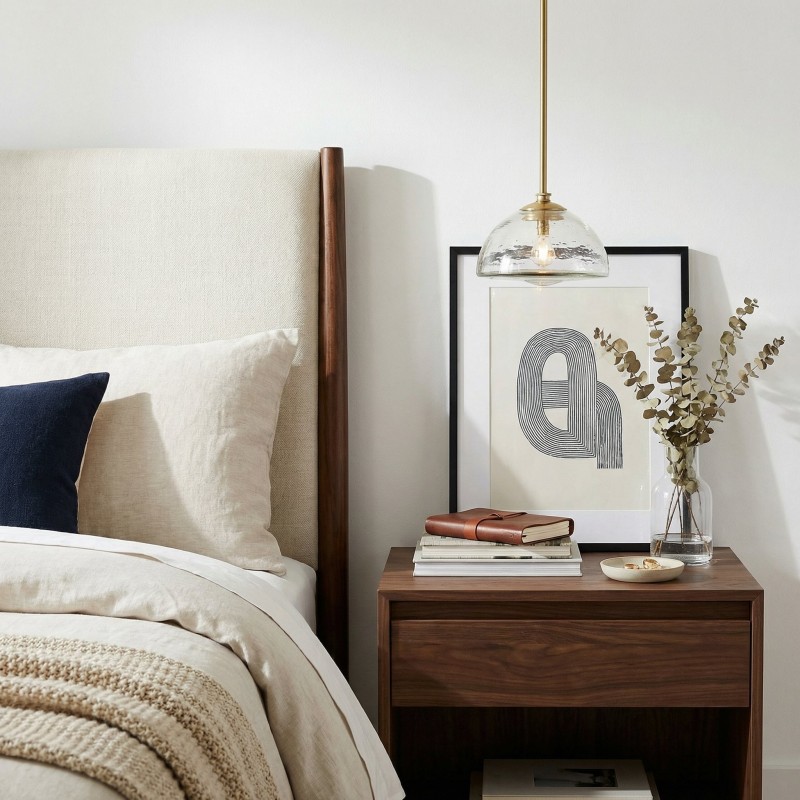 Brenna Modern Brass Cast Glass Dome Pendant Light