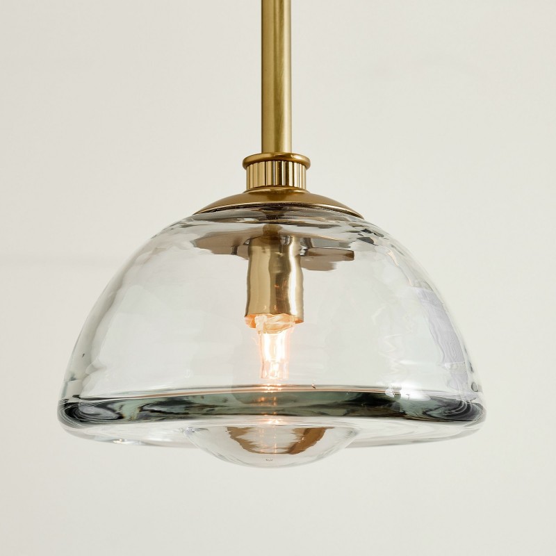 Brenna Modern Brass Cast Glass Dome Pendant Light