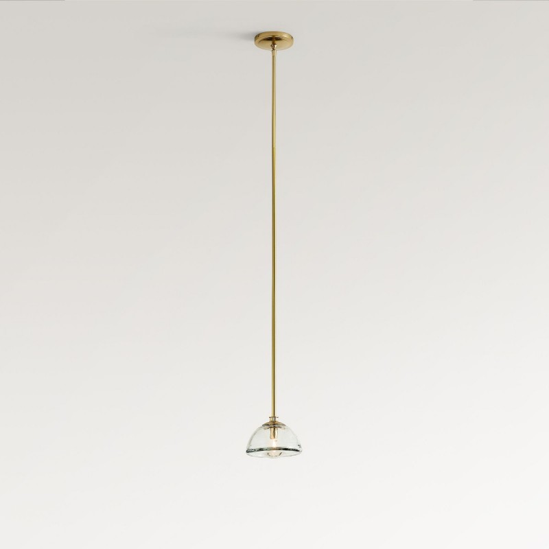 Brenna Modern Brass Cast Glass Dome Pendant Light