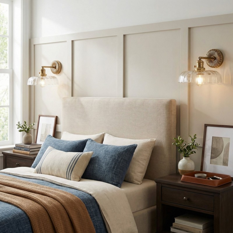 Dafne Vintage Brass Flower Glass Wall Sconce