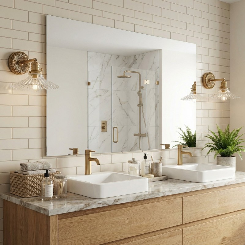 Dafne Vintage Brass Flower Glass Wall Sconce