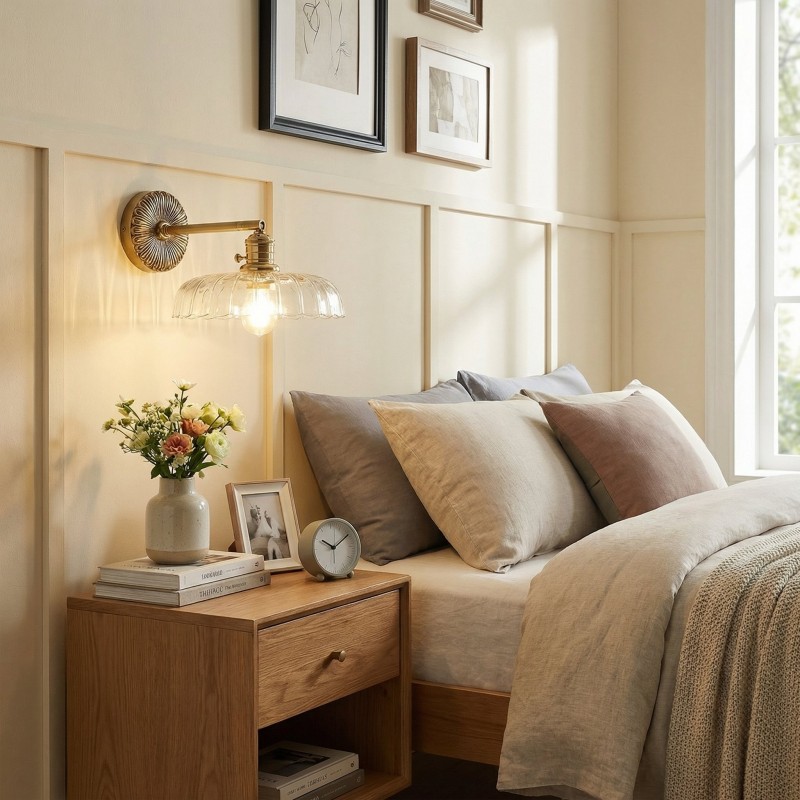 Dafne Vintage Brass Flower Glass Wall Sconce