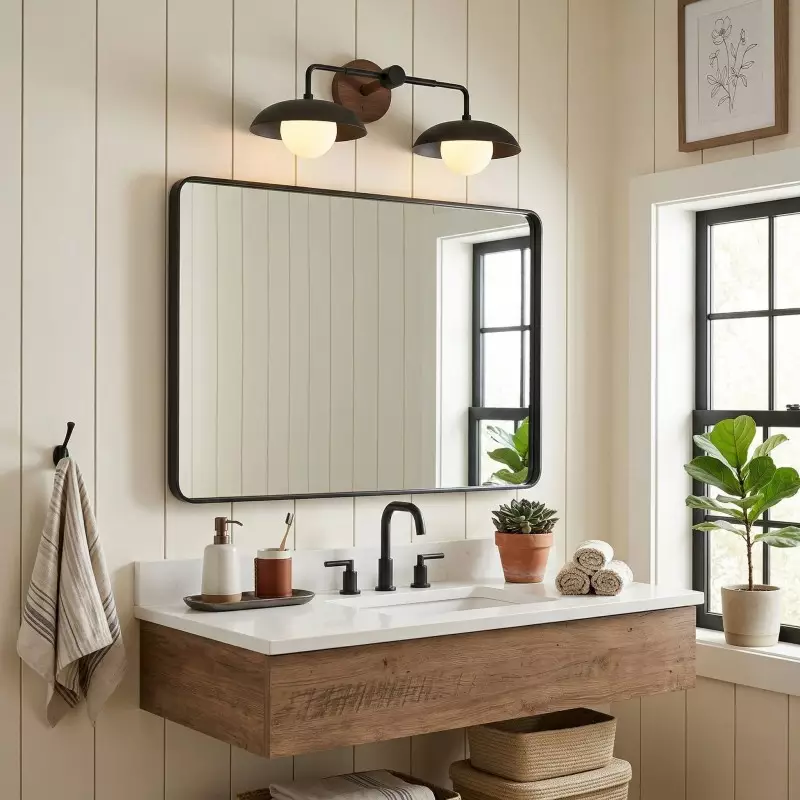 Katya Minimalist Wood Metal Double Dome Wall Sconce