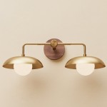 Katya Minimalist Wood Metal Double Dome Wall Sconce